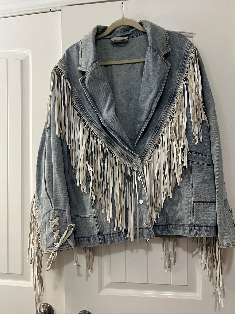 Light Blue Denim Fringe Jean Jacket